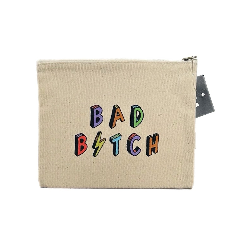 Boutique Bad B⚡️tch Multicolor Rainbow Canvas Zippered Pouchette